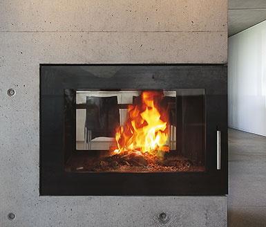 Heizkamin Beton grau Detail