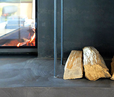 Heizkamin schwarz Detail