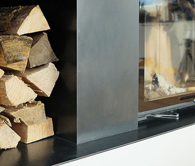 Heizkamin Wand Detail