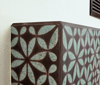 Heizkamin Kacheln Detail