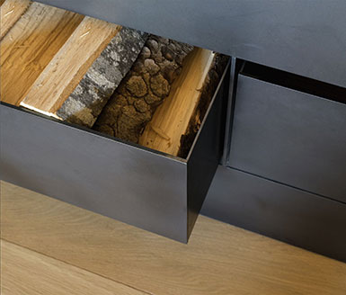 Ganzhausheizung Schwarzstahl Schnetzer Detail