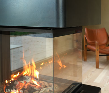 Heizkamin Schwarzstahl, Studio Saal